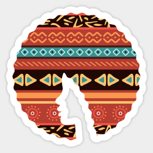 Afro Hair Woman with African Pattern, Black History Sticker